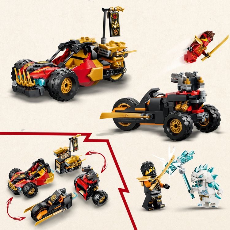 Produktbild: LEGO NINJAGO 71864 Kais und Coles Kombi-Flitzer, Bauset mit 3 Minifiguren