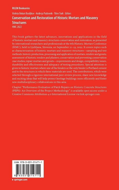 Produktbild: Conservation and Restoration of Historic Mortars and Masonry Structures