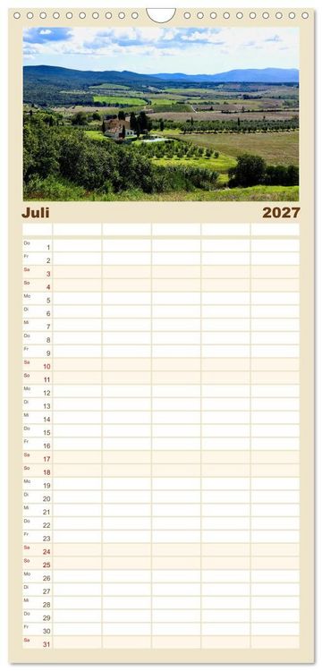 Produktbild: Familienplaner 2027 - Toskana - Etruskische K&uuml;ste mit 5 Spalten (Wandkalender, 21 x 45 cm) CALVENDO