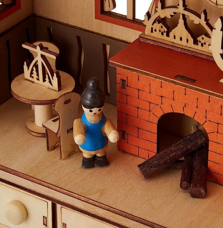 Produktbild: Small foot 10546 - Adventskalender Puppenstube mit 24 Schubladen, mit Beleuchtung, Holz, H&ouml;he 38cm