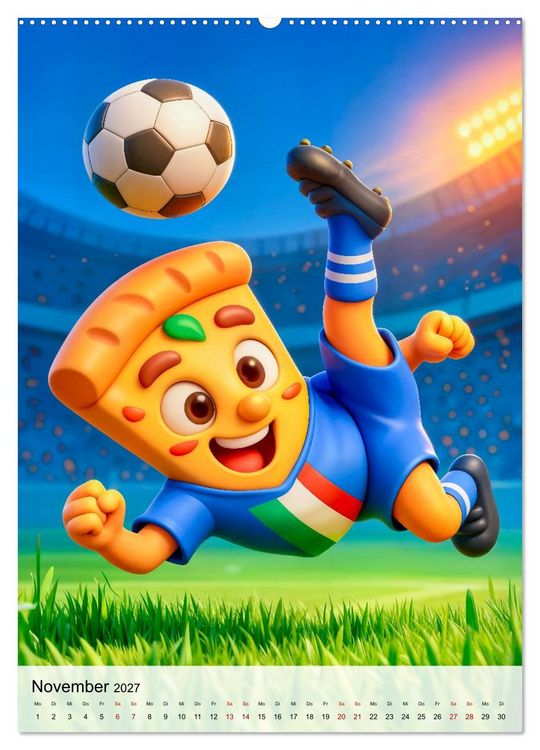 Produktbild: Food‑Fu&szlig;baller - Lustiger kulinarischer Fu&szlig;ballspa&szlig; (hochwertiger Premium Wandkalender 2027 DIN A2 hoch), Kunstdruck in Hochglanz