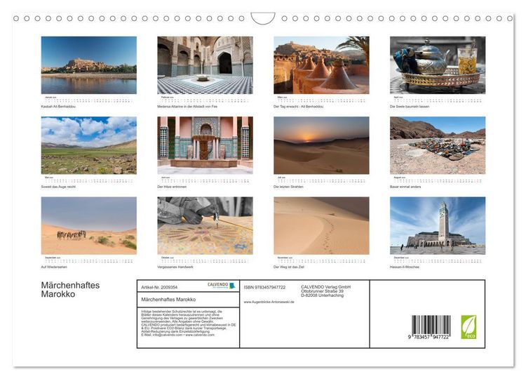 Produktbild: M&auml;rchenhaftes Marokko (Wandkalender 2026 DIN A3 quer), CALVENDO Monatskalender