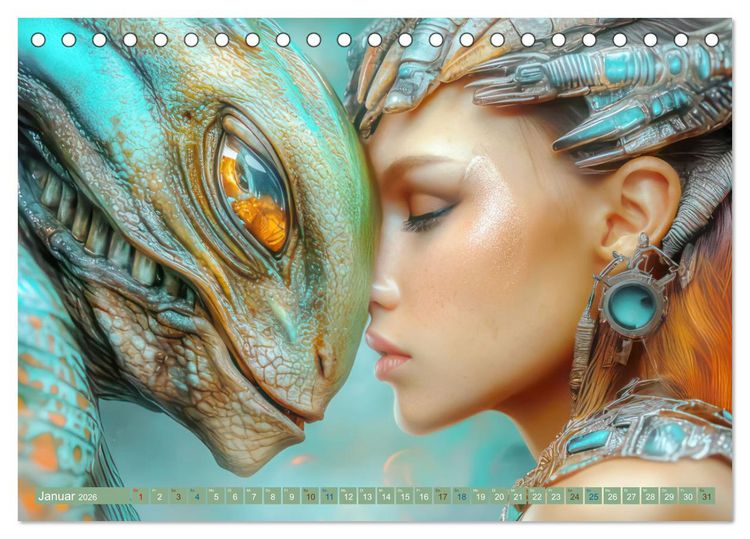Produktbild: Fantasievolle Zukunftswelten - Science Fiction (Tischkalender 2026 DIN A5 quer), CALVENDO Monatskalender