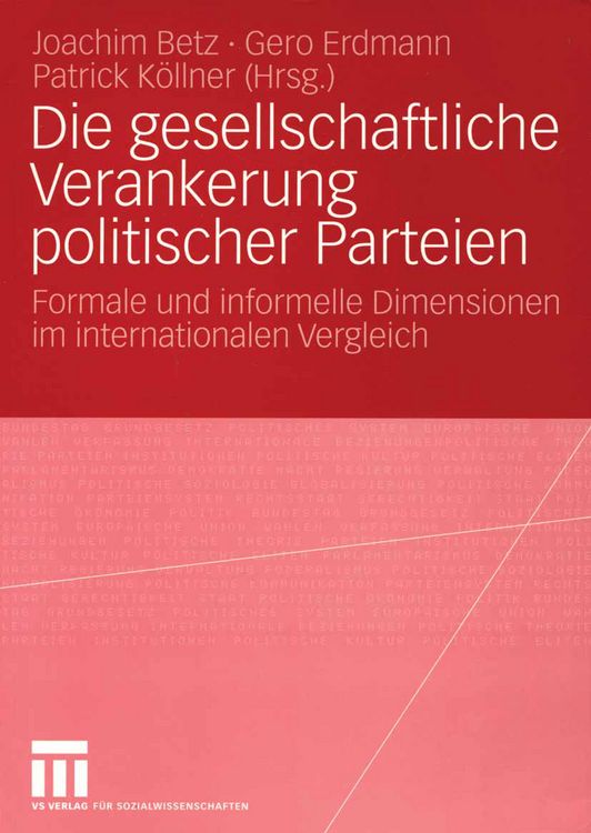 Produktbild: Die gesellschaftliche Verankerung politischer Parteien