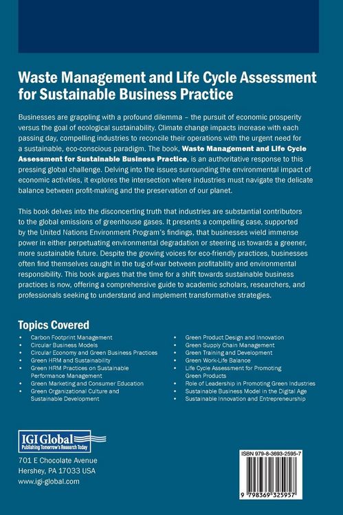 Produktbild: Waste Management and Life Cycle Assessment for Sustainable Business Practice