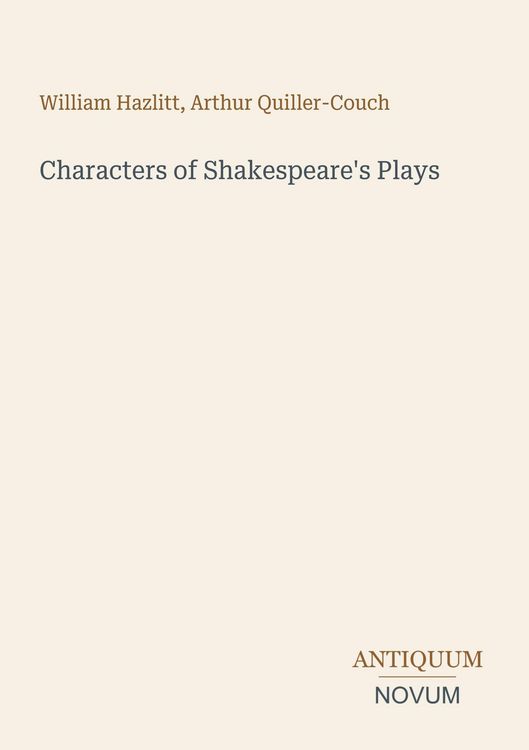 Produktbild: Characters of Shakespeare's Plays