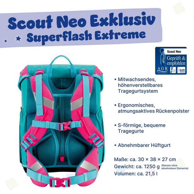 Produktbild: Scout Schulranzen Set Neo Superflash Extreme, Schulranzen Set, 4tlg, Unicorn
