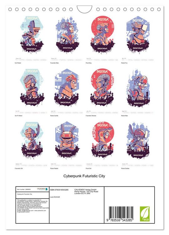 Produktbild: Cyberpunk Futuristic City (Wall Calendar 2026 DIN A4 portrait), CALVENDO 12 Month Wall Calendar