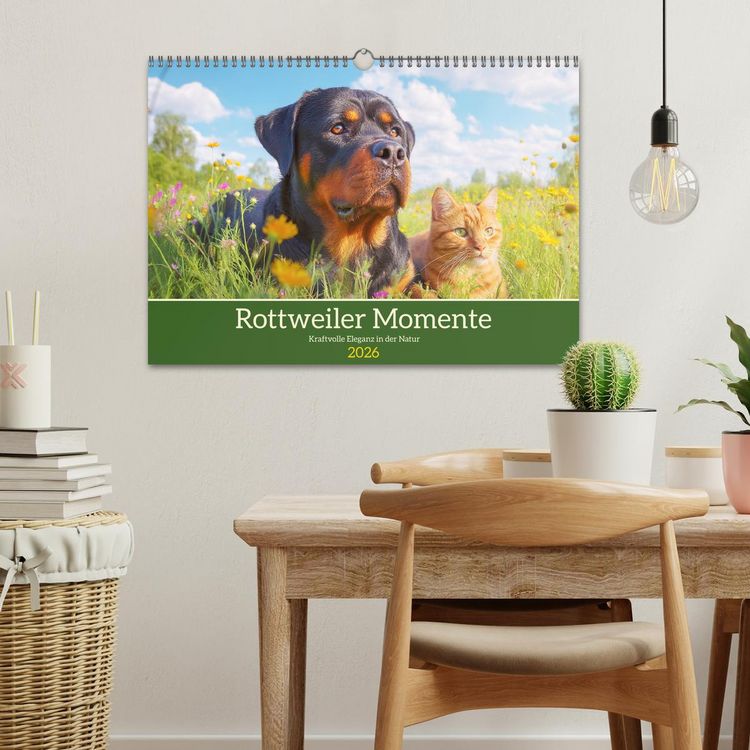 Produktbild: Rottweiler Momente. Kraftvolle Eleganz in der Natur (Wandkalender 2026 DIN A3 quer), CALVENDO Monatskalender