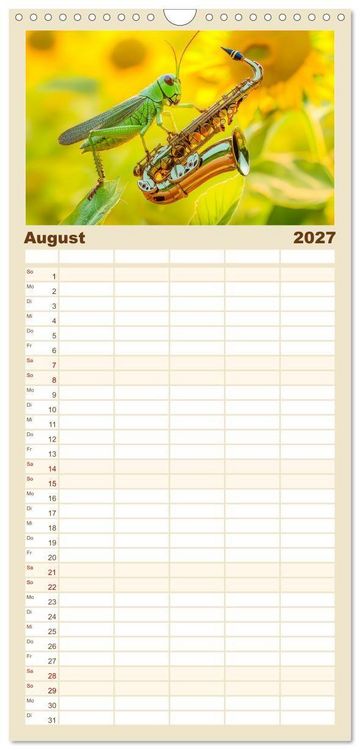 Produktbild: Familienplaner 2027 - Konzert der Natur - Insekten spielen Musikinstrumente mit 5 Spalten (Wandkalender, 21 x 45 cm) CALVENDO
