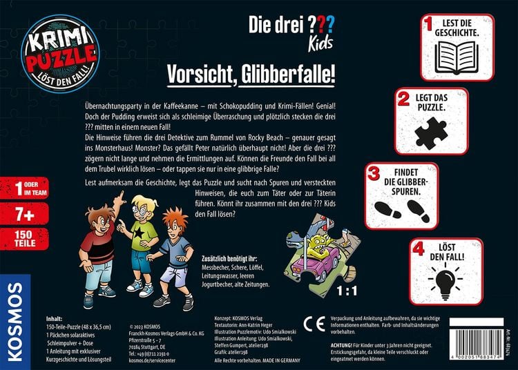 Produktbild: Krimipuzzle Die drei ??? Kids Vorsicht, Glibberfalle!