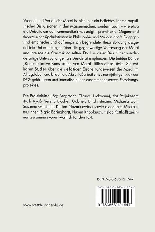 Produktbild: Kommunikative Konstruktion von Moral