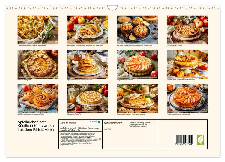Produktbild: Apfelkuchen satt - K&ouml;stliche Kunstwerke aus dem KI-Backofen (Wandkalender 2026 DIN A3 quer), CALVENDO Monatskalender
