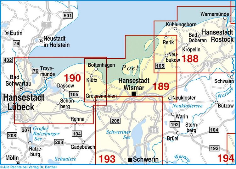 Produktbild: Hansestadt Wismar, Insel Poel, Boltenhagen und Umgebung Radwander- und Wanderkarte 1 : 50 000