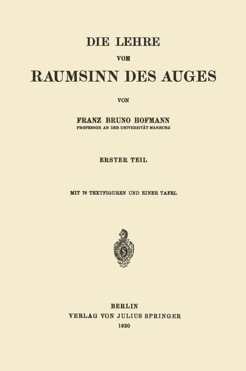 Produktbild: Die Lehre vom Raumsinn des Auges