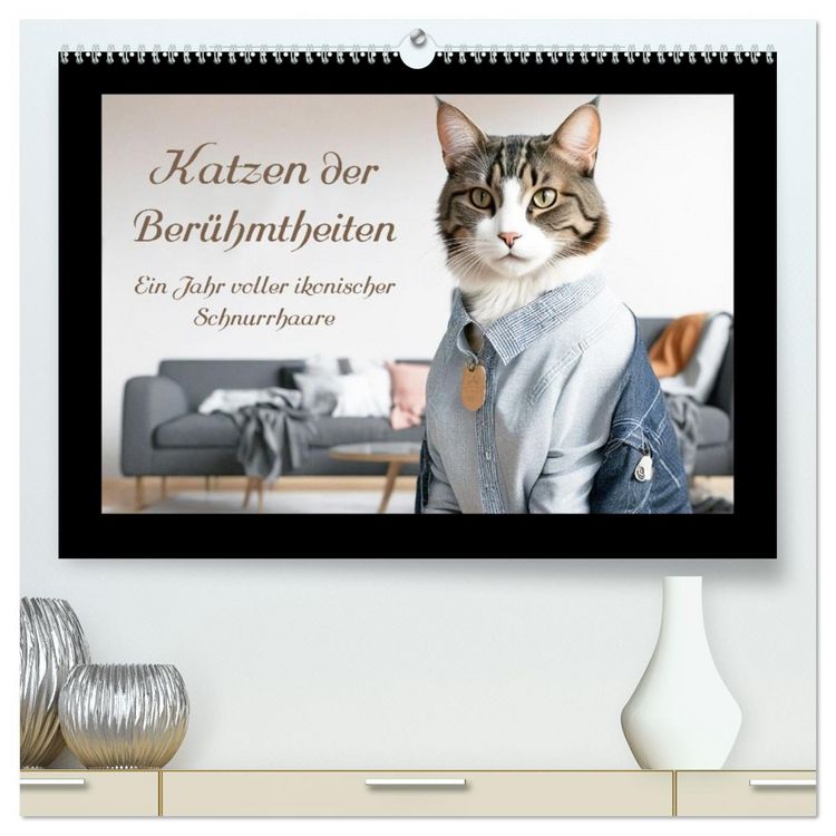Produktbild: Katzen der Ber&uuml;hmtheiten - Ein Jahr voller ikonischer Schnurrhaare (hochwertiger Premium Wandkalender 2026 DIN A2 quer), Kunstdruck in Hochglanz