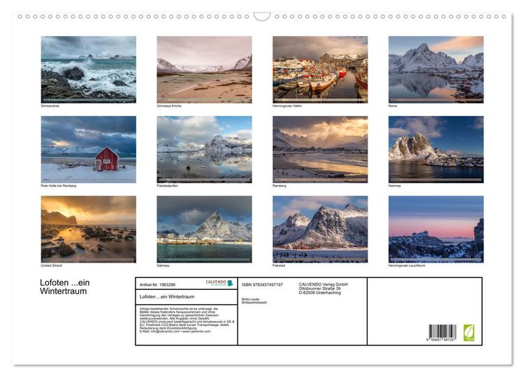 Produktbild: Lofoten ...ein Wintertraum (Wandkalender 2026 DIN A2 quer), CALVENDO Monatskalender