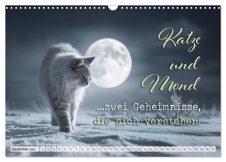 Produktbild: Katzenpoesie - Herzber&uuml;hrende Verse (Wandkalender 2026 DIN A3 quer), CALVENDO Monatskalender