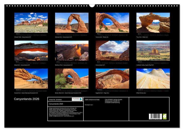 Produktbild: Canyonlands 2026 (Wandkalender 2026 DIN A2 quer), CALVENDO Monatskalender