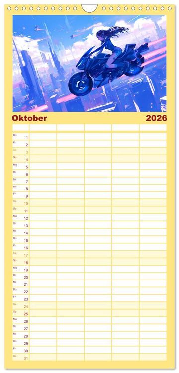 Produktbild: Familienplaner 2026 - Die Zukunft wird richtig cool mit 5 Spalten (Wandkalender, 21 x 45 cm) CALVENDO