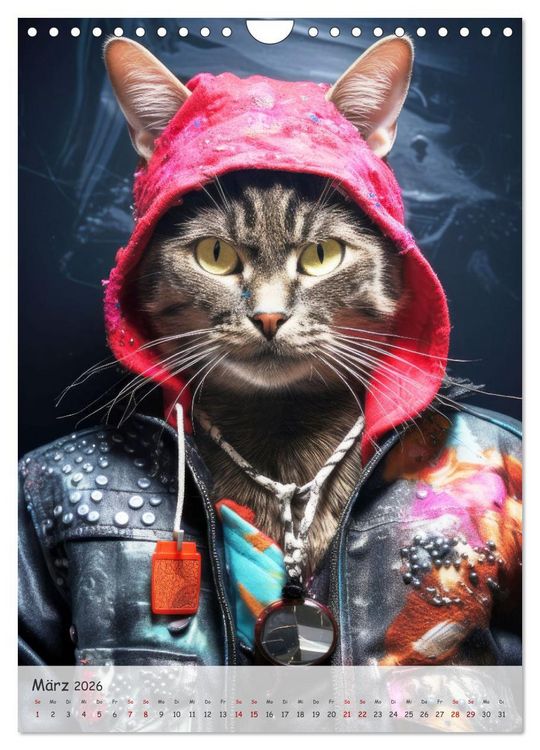 Produktbild: Katzen im lustigen Gangsterlook (Wandkalender 2026 DIN A4 hoch), CALVENDO Monatskalender