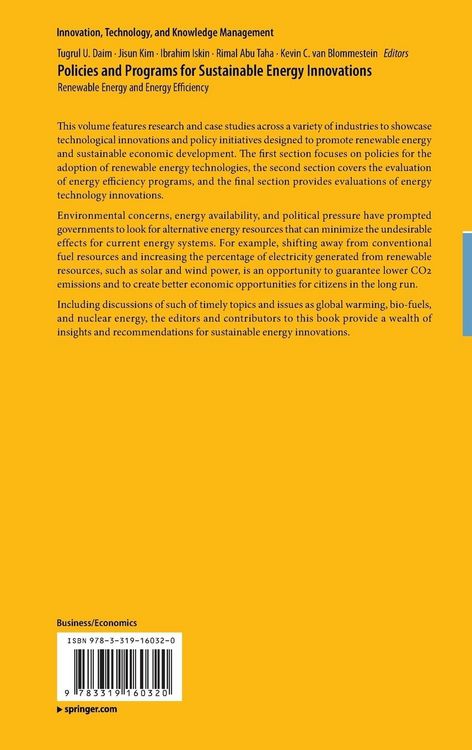Produktbild: Policies and Programs for Sustainable Energy Innovations