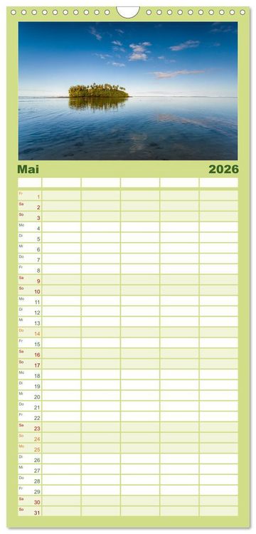 Produktbild: Familienplaner 2026 - S&uuml;dsee Inseln - Eine Reise ins Paradies mit 5 Spalten (Wandkalender, 21 x 45 cm) CALVENDO