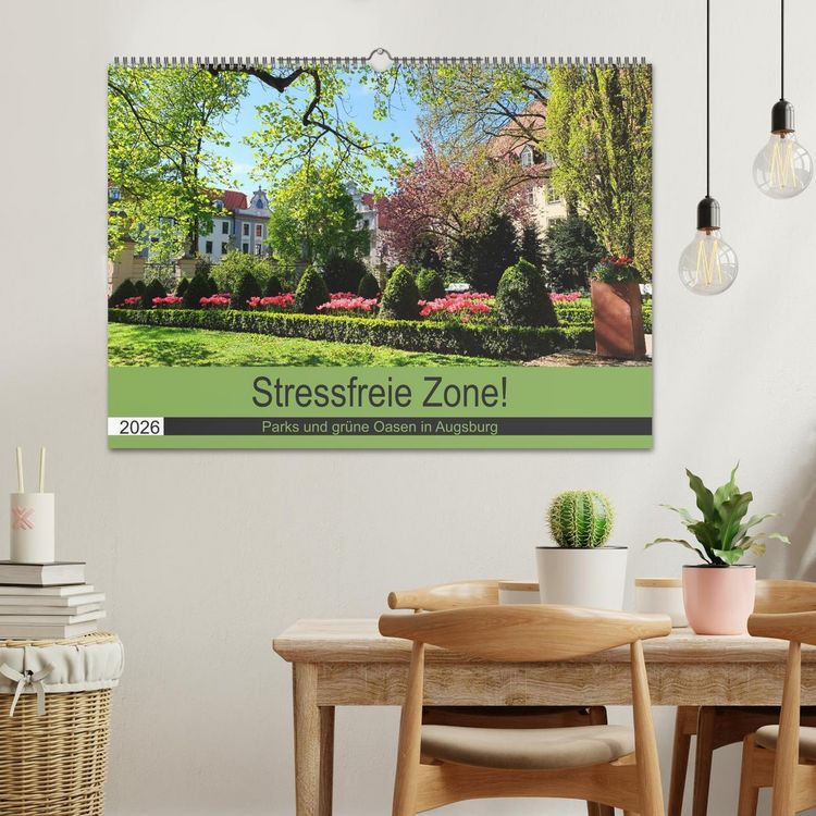 Produktbild: Stressfreie Zone! Parks und gr&uuml;ne Oasen in Augsburg (Wandkalender 2026 DIN A2 quer), CALVENDO Monatskalender