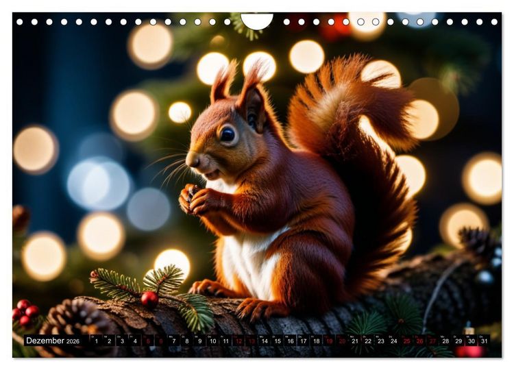 Produktbild: Rote Eichh&ouml;rnchen - zauberhaft anders mit KI (Wandkalender 2026 DIN A4 quer), CALVENDO Monatskalender