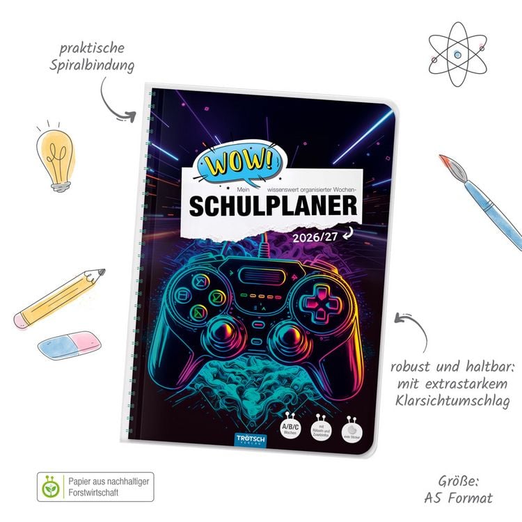 Produktbild: TR&Ouml;TSCH - Schulplaner WOW Gaming 26/27