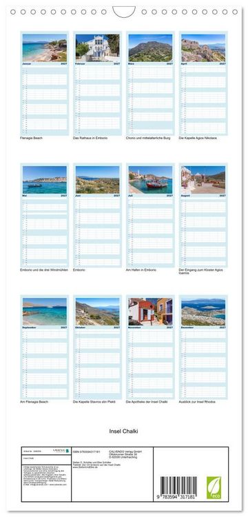 Produktbild: Familienplaner 2027 - Insel Chalki mit 5 Spalten (Wandkalender, 21 x 45 cm) CALVENDO