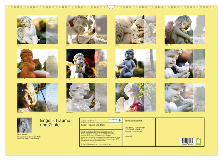 Produktbild: Engel - Tr&auml;ume und Zitate (Wandkalender 2026 DIN A2 quer), CALVENDO Monatskalender