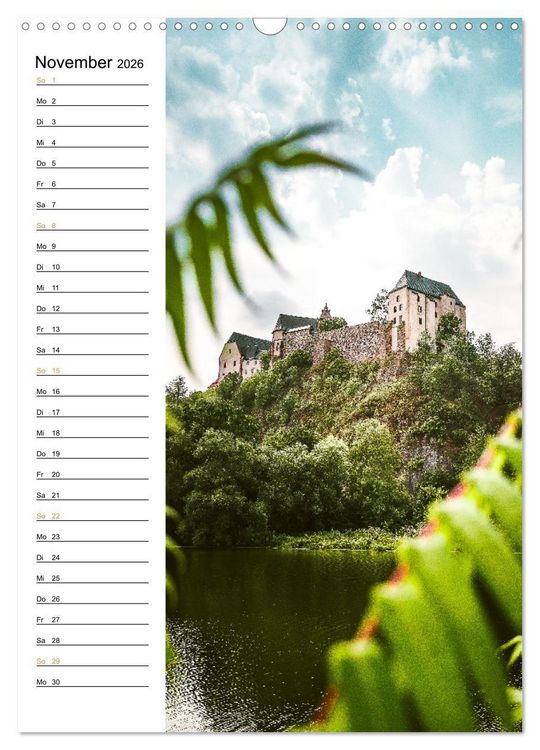 Produktbild: Sachsens Burgen und Schl&ouml;sser - Beschreibbarer Kalender mit Ortsangaben (Wandkalender 2026 DIN A3 hoch), CALVENDO Monatskalender