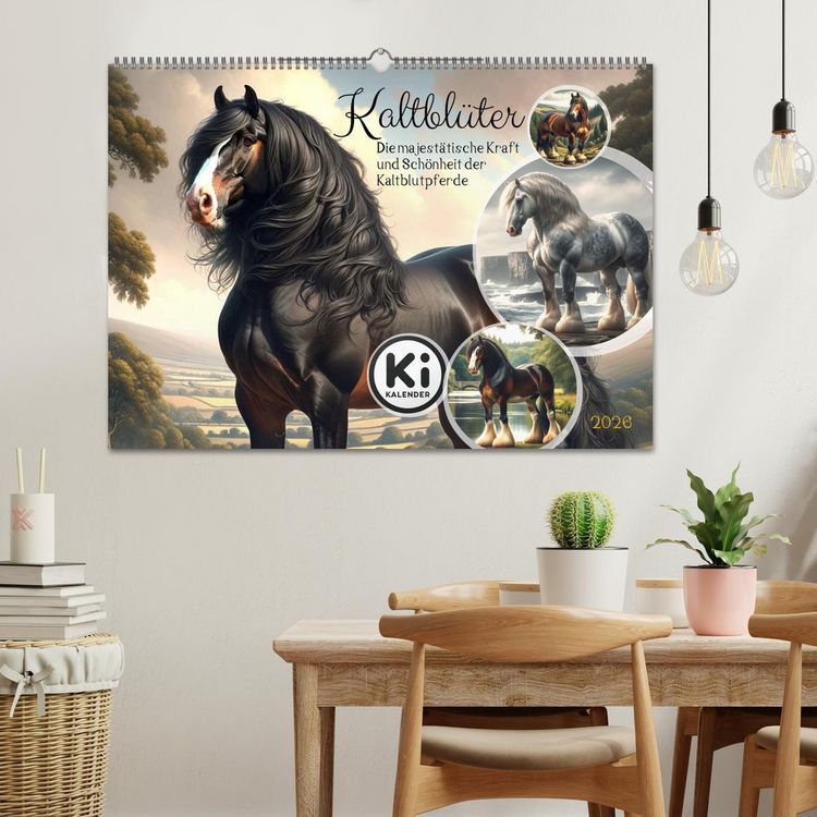 Produktbild: Kaltbl&uuml;ter - Die majest&auml;tische Kraft und Sch&ouml;nheit der Kaltblutpferde (Wandkalender 2026 DIN A2 quer), CALVENDO Monatskalender