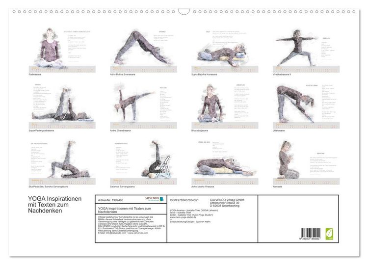 Produktbild: YOGA Inspirationen mit Texten zum Nachdenken (Wandkalender 2026 DIN A2 quer), CALVENDO Monatskalender