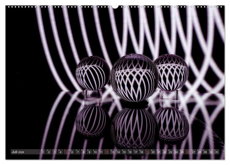 Produktbild: Glaskugeln im Licht - faszinierende Lightpaintings (hochwertiger Premium Wandkalender 2026 DIN A2 quer), Kunstdruck in Hochglanz