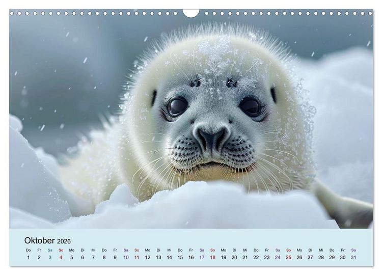 Produktbild: Tierkinder in Eis und Schnee (Wandkalender 2026 DIN A3 quer), CALVENDO Monatskalender