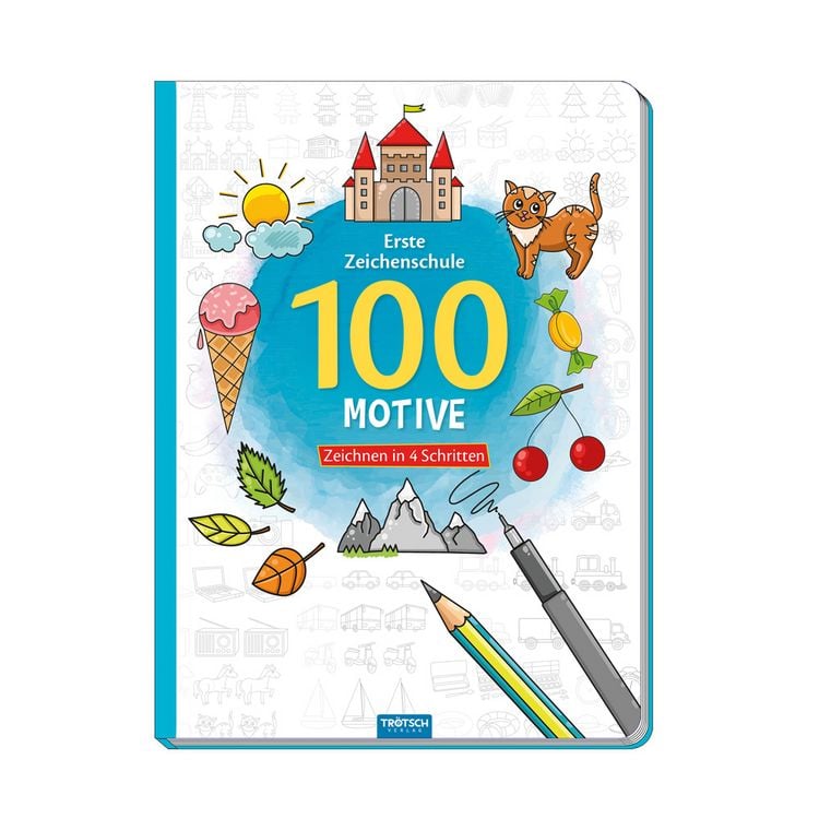 Produktbild: Tr&ouml;tsch Erste Zeichenschule 100 Motive Zeichnen in 4 Schritten Malbuch