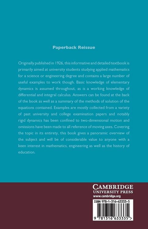 Produktbild: An Elementary Treatise on the Dynamics of a Particle and of Rigid Bodies