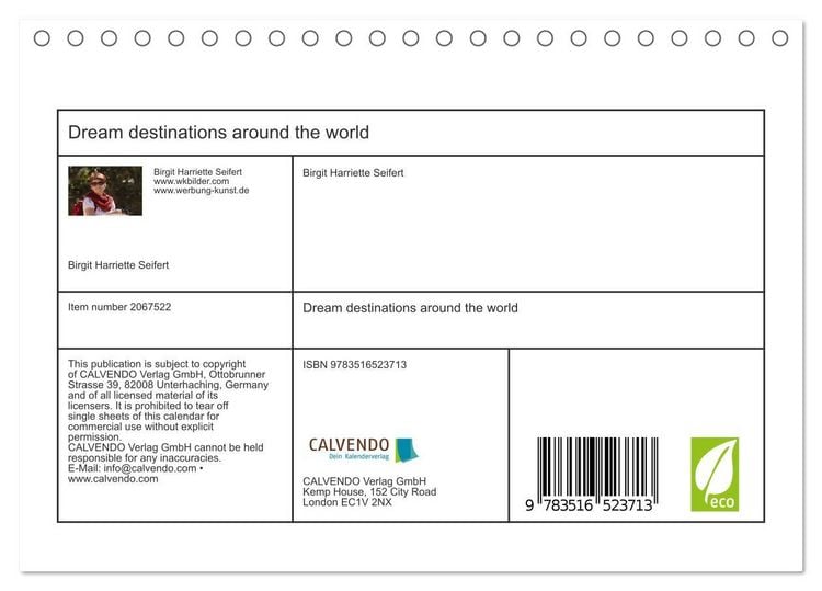 Produktbild: Dream destinations around the world (Desk Calendar 2026 DIN A5 landscape), CALVENDO 12 Month DeskCalendar