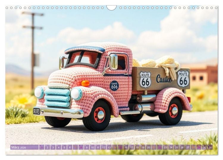 Produktbild: Amigurumi Fahrzeugtr&auml;ume - H&auml;kelstyle in Pastellt&ouml;nen (Wandkalender 2026 DIN A3 quer), CALVENDO Monatskalender