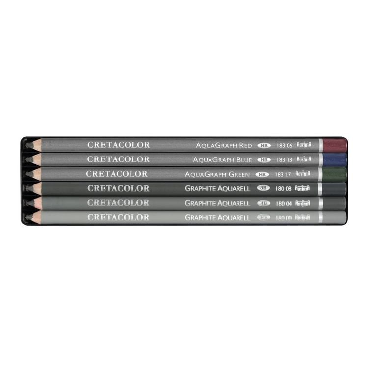 Produktbild: Cretacolor K&uuml;nstlerstifte Aquarellgraphit Pocket Set, 6er Metalletui