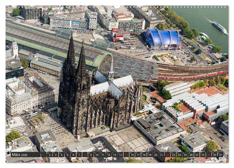 Produktbild: K&ouml;ln - Die Rheinmetropole aus der Luft (hochwertiger Premium Wandkalender 2026 DIN A2 quer), Kunstdruck in Hochglanz