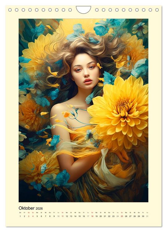 Produktbild: Bl&uuml;tenzauber. Floraler Reigen. Bezaubernde Frauen in Blumenpracht (Wandkalender 2026 DIN A4 hoch), CALVENDO Monatskalender