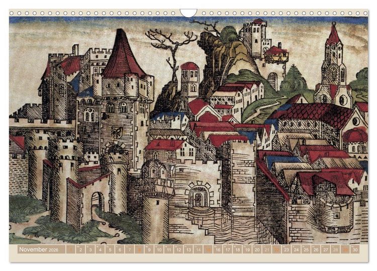 Produktbild: St&auml;dte mit Geschichte: Historische Zeichnungen, Stiche, Drucke (Wandkalender 2026 DIN A3 quer), CALVENDO Monatskalender