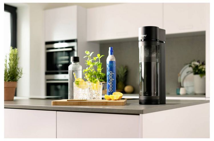Produktbild: SODAPOP Wassersprudler Logan matt schwarz, 1x 850ml + 1x 600ml Glas + 1x 850ml PET, OHNE CO&sup2; Zylinder
