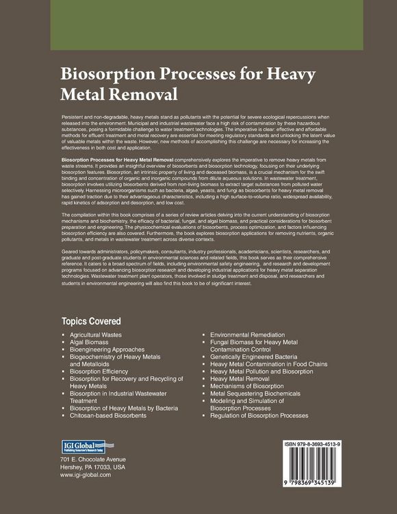 Produktbild: Biosorption Processes for Heavy Metal Removal