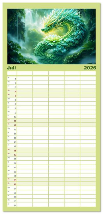 Produktbild: Familienplaner 2026 - Mythos trifft Botanik &ndash; Die geheimnisvollen Drachenpflanzen mit 5 Spalten (Wandkalender, 21 x 45 cm) CALVENDO