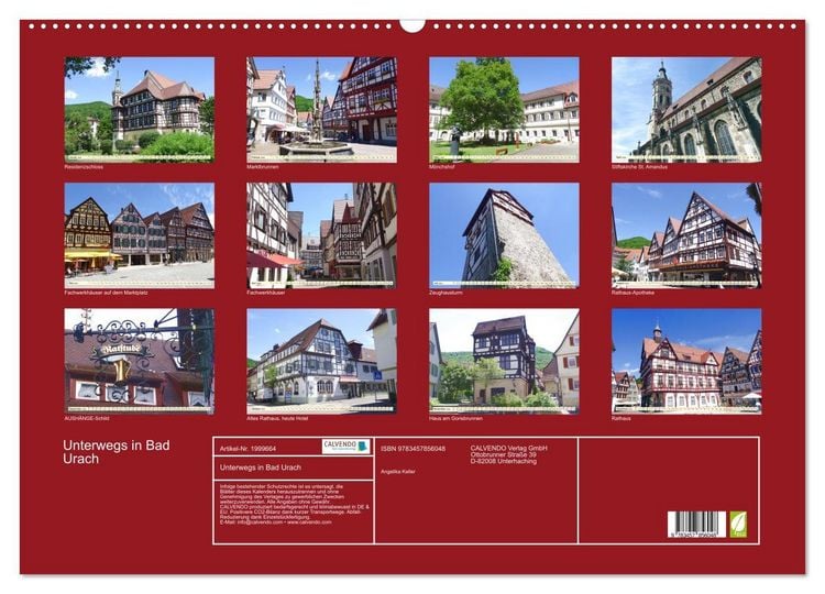 Produktbild: Unterwegs in Bad Urach (Wandkalender 2026 DIN A2 quer), CALVENDO Monatskalender