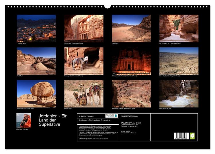 Produktbild: Jordanien - Ein Land der Superlative (Wandkalender 2026 DIN A2 quer), CALVENDO Monatskalender